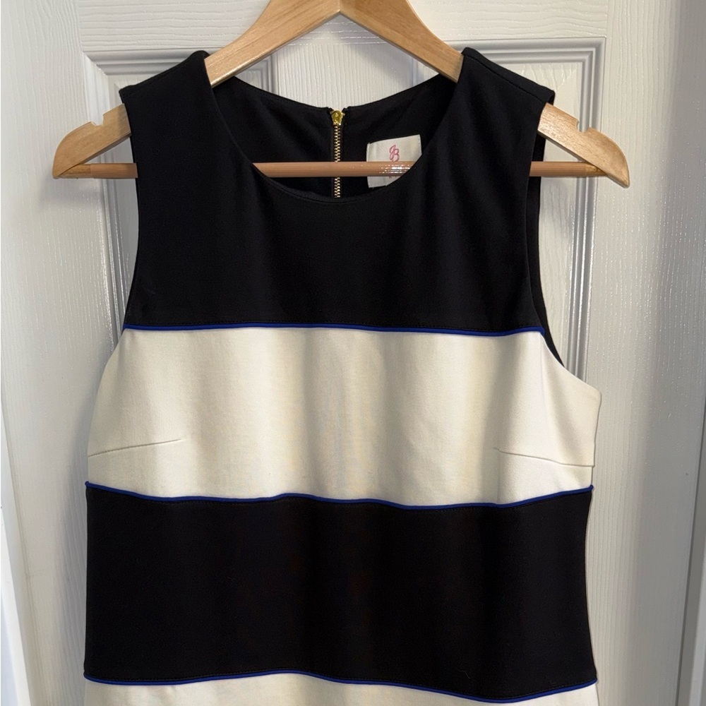 Julie Brown NYC Sheath Sleeveless Dress  XL Black White Blue Nautical Travel